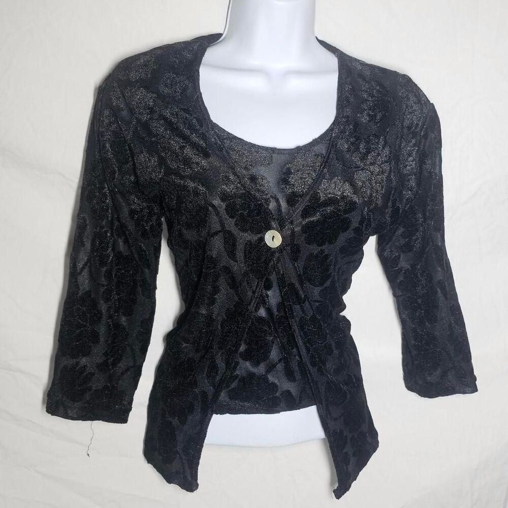 Vintage 90s velvet whimsigoth goth 3/4 sleeve blouse